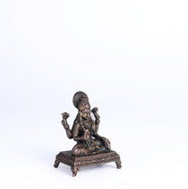 Peeta Lakshmi Idol | 60 gm Brass,5 inches  Finish Lakshmi Murti | Sitting Goddess Laxmi Statue for Home Temple.