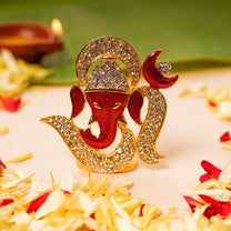 OM Design Ganesha Ganpati Stone Idol | 6.5 CM, Gold