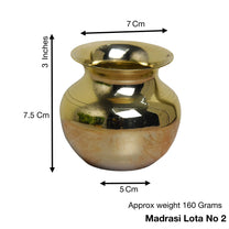 Brass Lota Chambu Kalash, 3-Inch, 160 gm Handcrafted Pooja Vessel