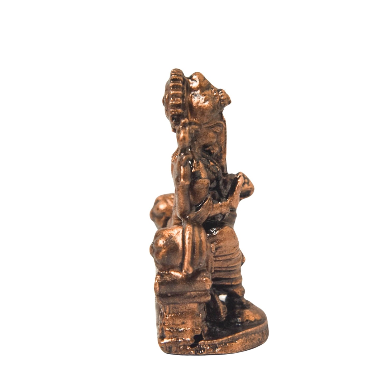 Copper Darbar Ganesha Idol, 1.5 Inch, Patina Antique Finish