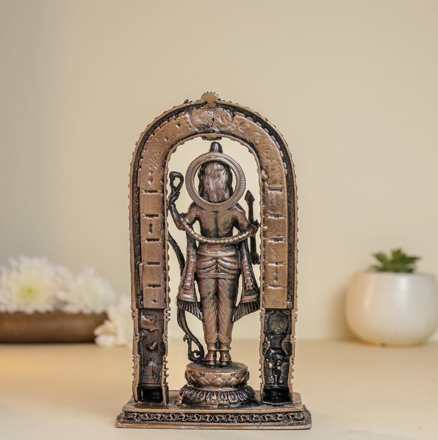 Prabavalli Ram Lala | 15 cm | 380gm Handmade Copper Idol | Antique Patina Finish | Lord Ram Murti Statue