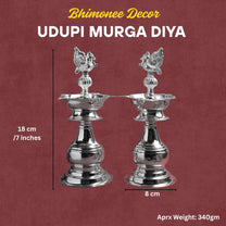 Udupi Murga Diya 7 Inch | Traditional Metal Peacock Oil Lamp