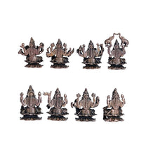 Ashtalakshmi Set 500gm | 2-Inch Handmade Copper Idols Set of 8 | Patina Antique Finish | Lakshmi Devi Murti for Pooja