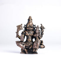 Antique Lakshmi Narashima 250gm | 2.7-Inch Handmade Copper Idol | Patina Antique Finish | Lakshmi Narasimha Murti for Pooja Ghar