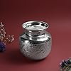 Design Embossed Chambu for Pooja & Ritual Use | Silver Finish Decorative Water Kalash Pot | Silver finish | Size 12.7 cm Height