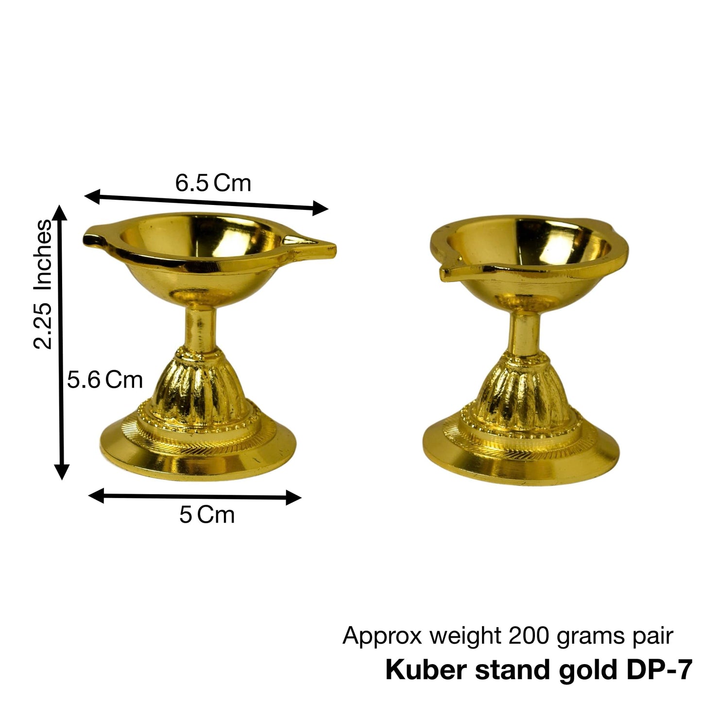 Pure Brass Kuber Diya Stand | Gold Polish Finish (2.25 inches, Pack of 1 Pair)