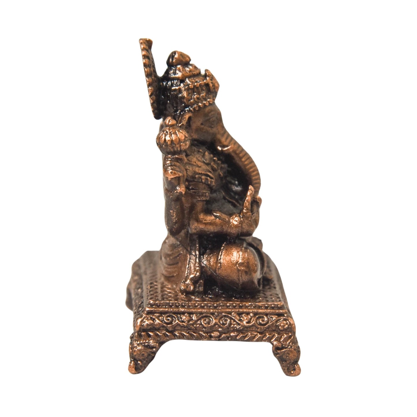 Copper Ganesha Idol with Patina Antique Finish, 1.6-Inch