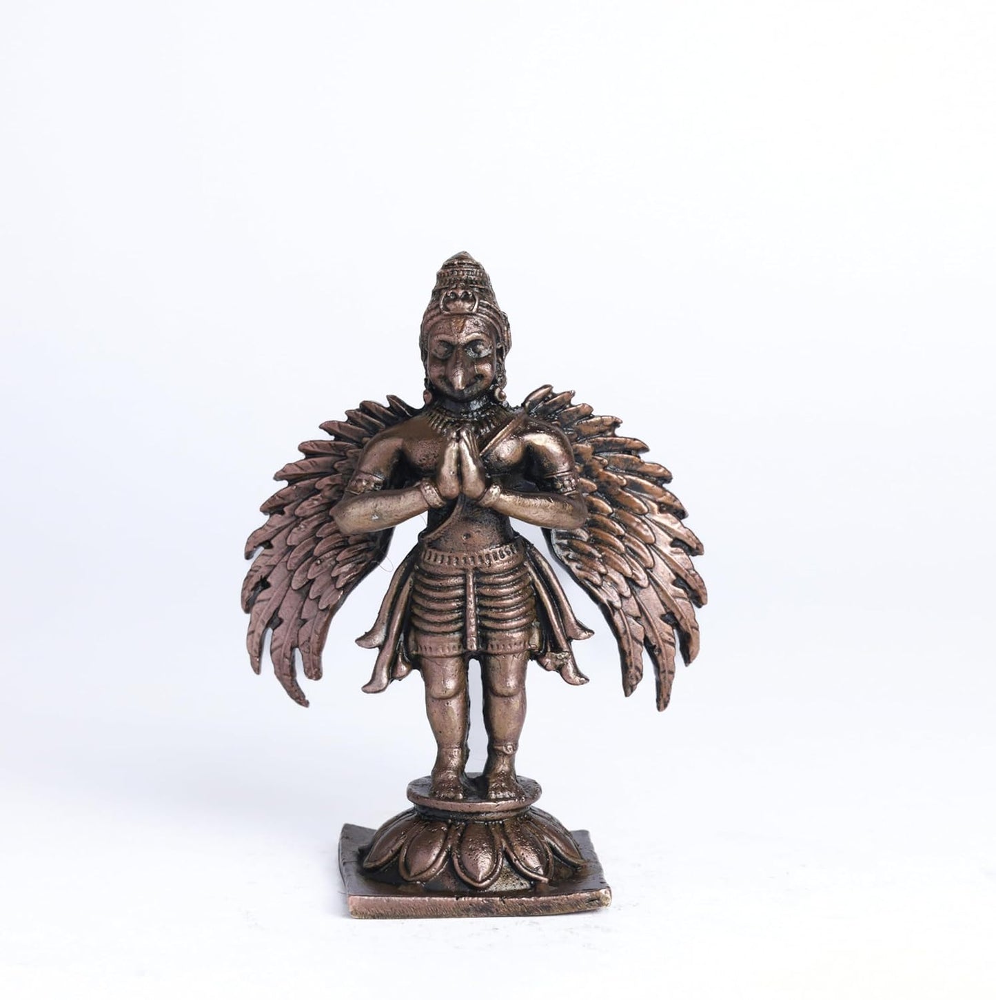 Garuda Idol | 150 gm, 8 inches  New Model | Antique Finish Metal God Statue for Home Temple | Standing Garuda Murti for Pooja Room, Vastu Decor & Spiritual Gift