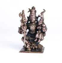 Shiva Parvati Idol | 300 gm ,8 inches Brass Finish Shiv Parivar Murti |  Vastu Decor & Spiritual Gift
