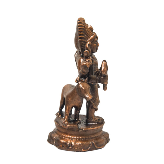 Copper Kalabhairava Idol with Patina Antique Finish, 2.4-Inch