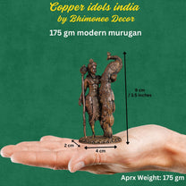 Copper Idol Lord Kartikeya Idol with Peacock | Antique Brass Finish