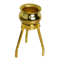 4-Inch Brass Round Abhishek Stand Set with Kalash