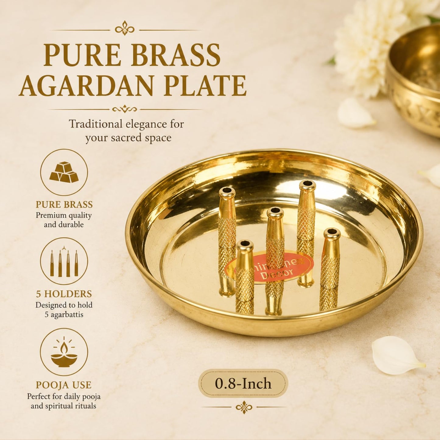 Pure Brass Agardan Plate, 0.8 inches, 70 gm