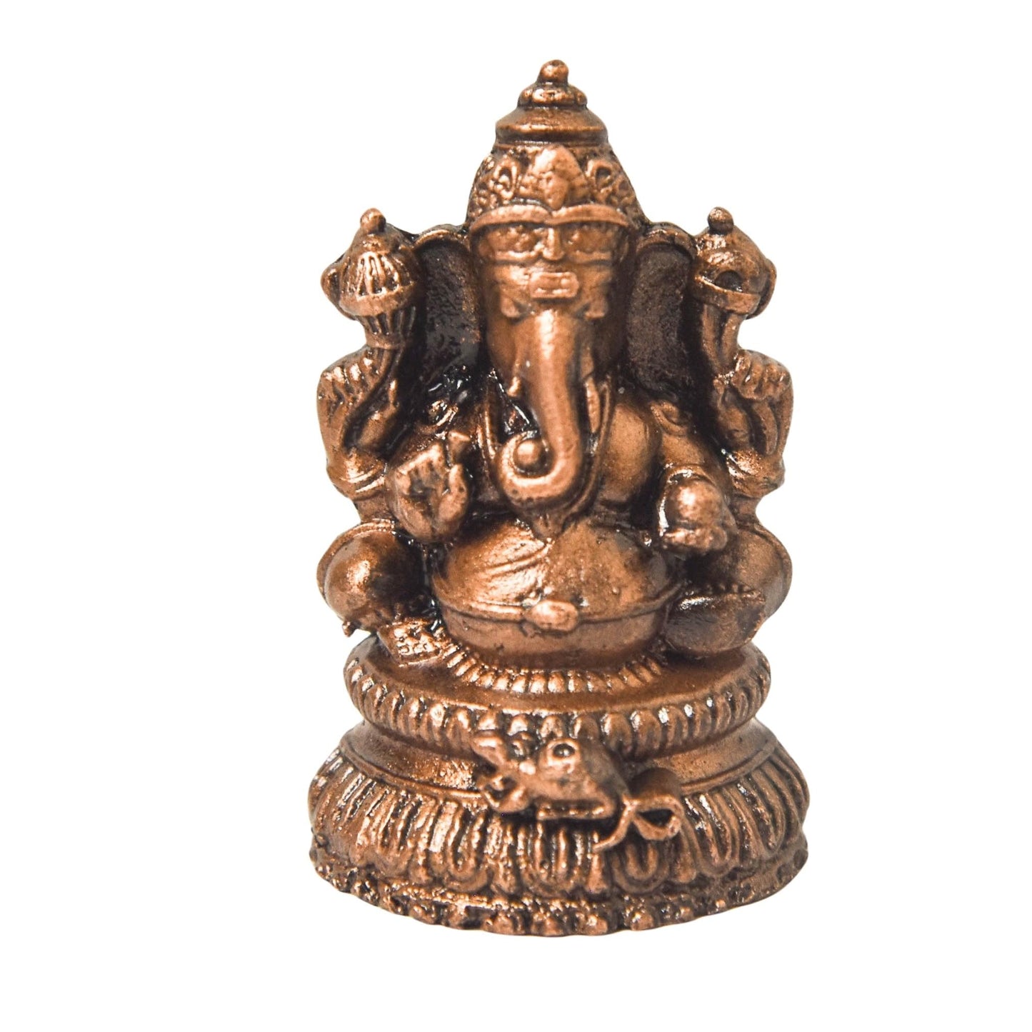 Copper Ganesha Idol, 1.5 Inch, Patina Antique Finish