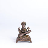 Peeta Saraswati Idol | 60 gm,5 inches  Saraswati Murti | Antique Finish Metal God Statue for Home Temple