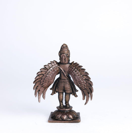Garuda Idol | 150 gm, 8 inches  New Model | Antique Finish Metal God Statue for Home Temple | Standing Garuda Murti for Pooja Room, Vastu Decor & Spiritual Gift