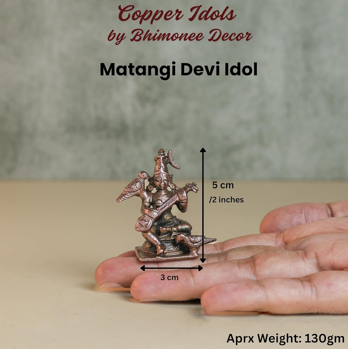 Matangi Devi Idol | 50 gm ,5 inches Murti | Antique Finish Metal God Statue for Home Temple |