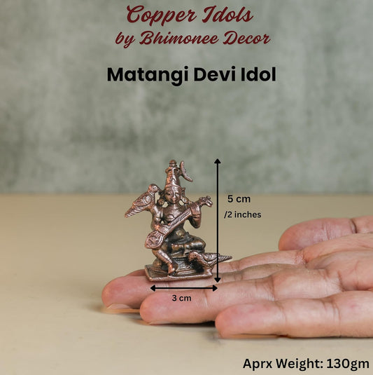 Matangi Devi Idol | 50 gm ,5 inches Murti | Antique Finish Metal God Statue for Home Temple |