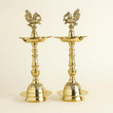 Brass Peacock Diya Set of 2  ,28 inches 1000 grams | Traditional Oil Lamp for Pooja Home Decor  | Handcrafted Metal Tabletop Lamps