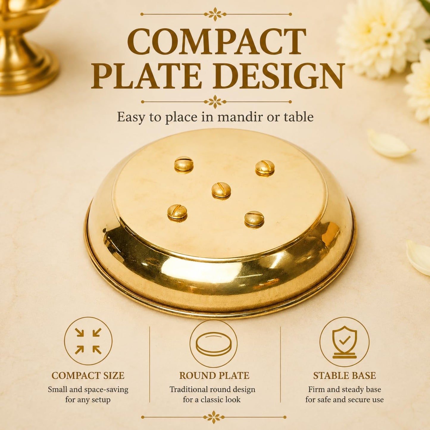 Pure Brass Agardan Plate, 0.8 inches, 70 gm