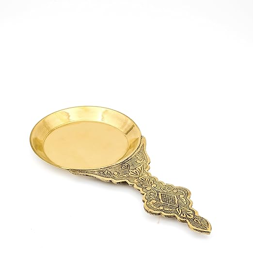 Kapoor Aarti Brass Oil Lamp | 27 x 13 cm, 180 gm Traditional Handcrafted Pooja Diya for Mandir & Festivals | Decorative Spiritual Home & Temple Accessory