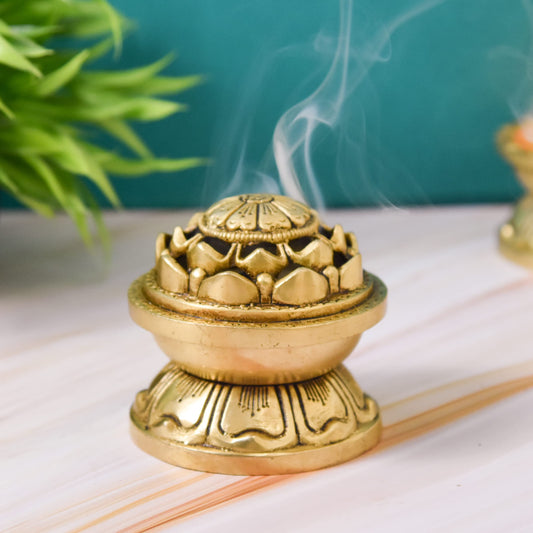 Brass Agarbatti & Dhoop Holder | Antique Black Finish | 650 gm, 3.25 Inches