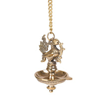 Brass Hanging Diya | Ethnic Big Peacock Design Oil Lamp (Medium, Pack of 1)