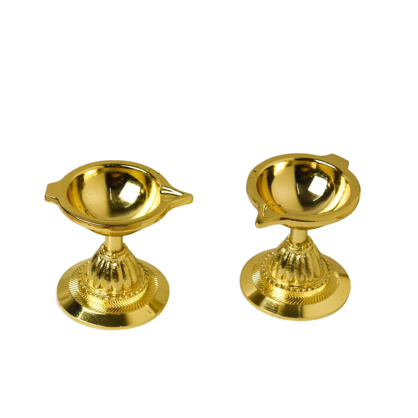 Pure Brass Kuber Diya Stand | Gold Polish Finish (2.25 inches, Pack of 1 Pair)
