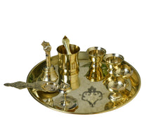 Brass Pooja Thali Set, 10-Inch Floral Design, 800 gm