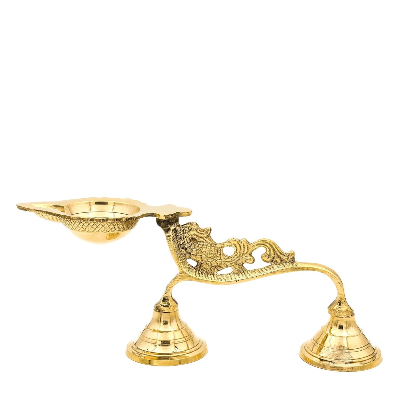 Brass Spl Spoon Aarti | 24 x 10 cm, 360 gm Traditional Handcrafted Pooja Oil Lamp with Double Base Support | Decorative Spiritual Home & Temple Accessory