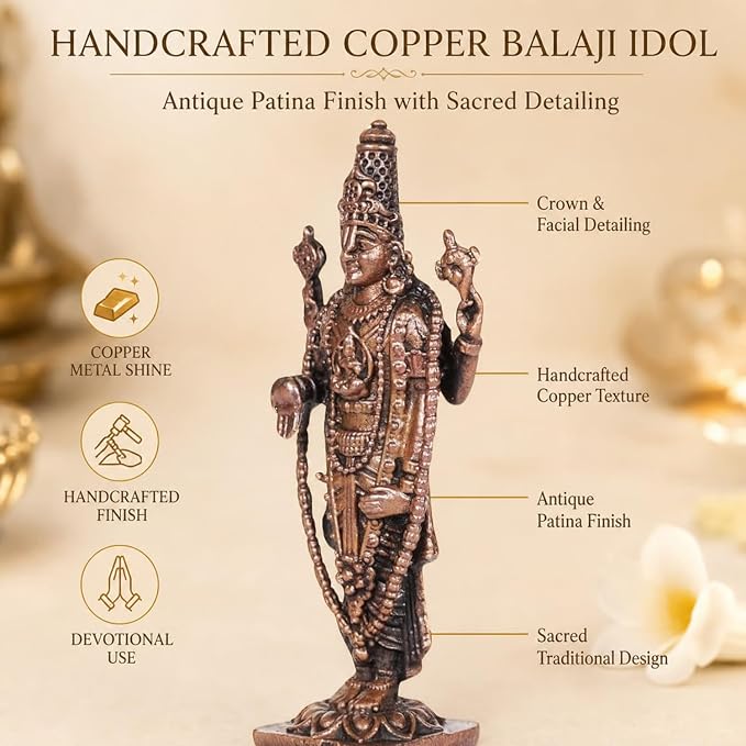 Copper Balaji Idol Spl, 30 Grams, 2.25 inches, Pack of 1 Piece