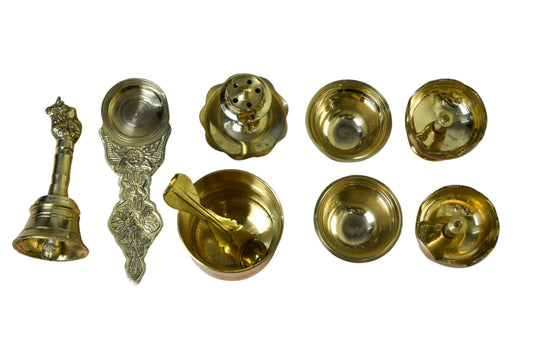 Pure Brass 9-Inch Pooja Thali Set (650g)