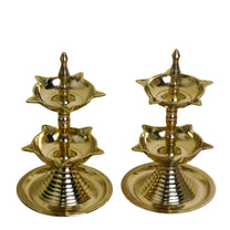 Pure Brass Kerala 2-Step Heavy Diya, 6 Inch (Pair)