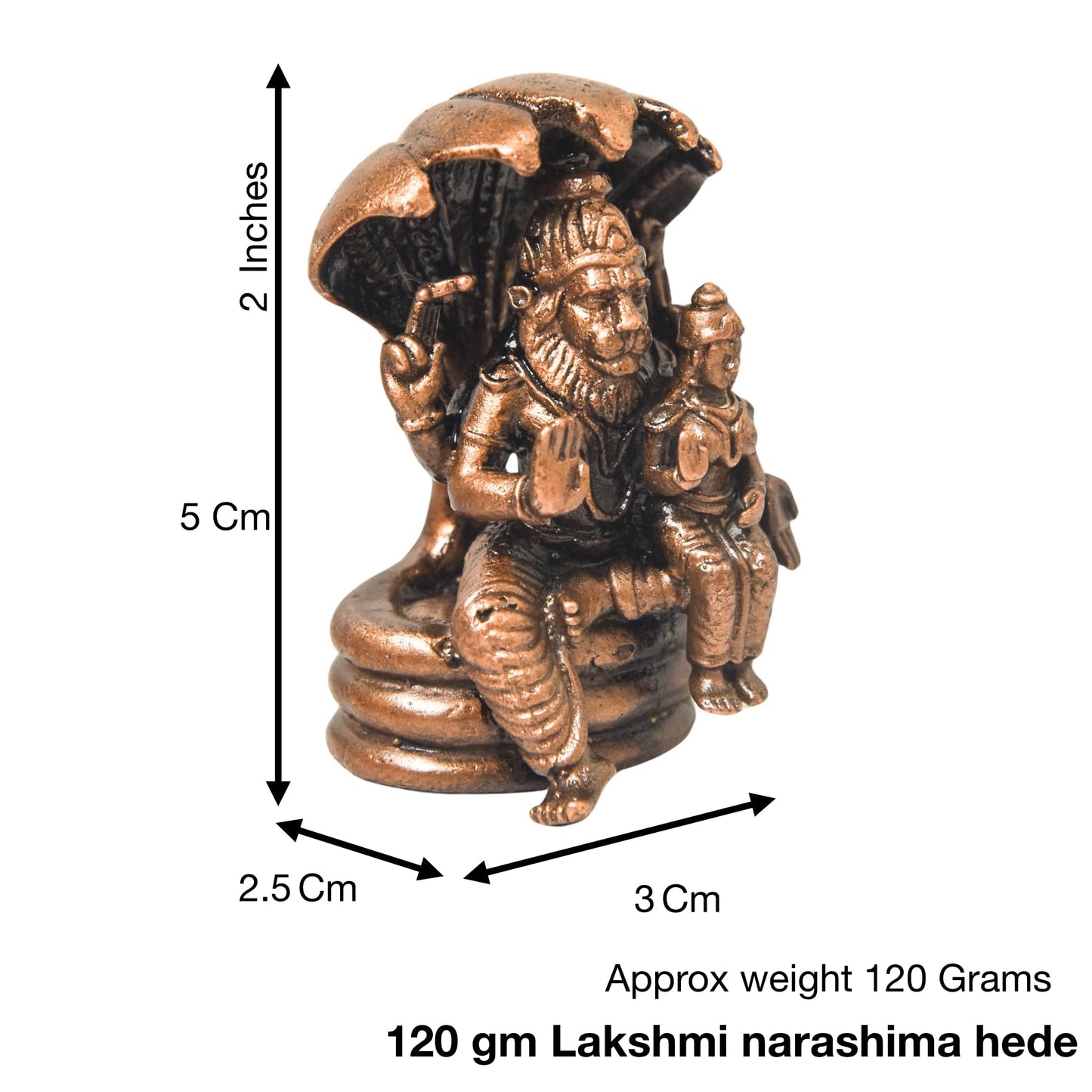 Copper Lakshmi Narasimha Idol with Snake, 120g, 2-Inch, Pack of 1