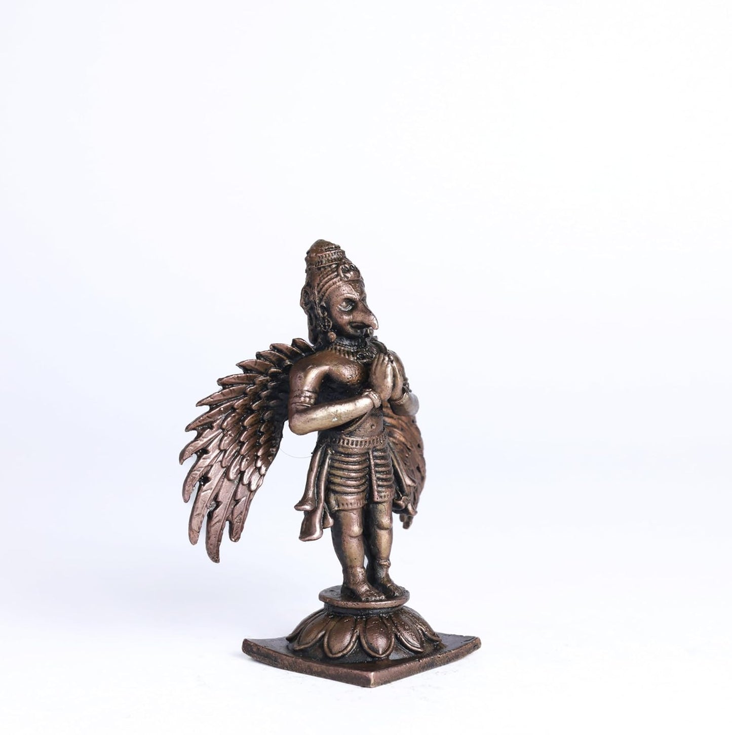 Garuda Idol | 150 gm, 8 inches  New Model | Antique Finish Metal God Statue for Home Temple | Standing Garuda Murti for Pooja Room, Vastu Decor & Spiritual Gift