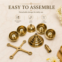 Pure Brass 5 Faced Ethnic Panchadeep bhadradeepam, 4.75 inches