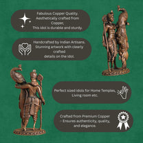 Copper Idol Lord Kartikeya Idol with Peacock | Antique Brass Finish