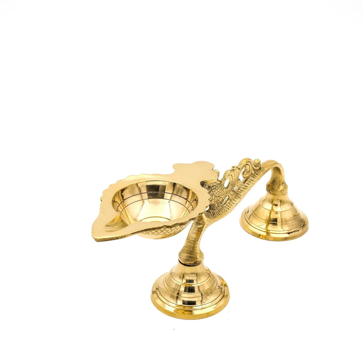 Brass Spl Spoon Aarti | 24 x 10 cm, 360 gm Traditional Handcrafted Pooja Oil Lamp with Double Base Support | Decorative Spiritual Home & Temple Accessory