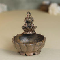 Lotus Lakshmi Urli | 130 gm,6.5 inches  Metal Decorative Bowl with Antique Finish for Home Temple