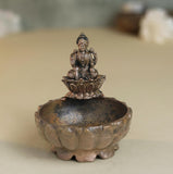 Lotus Lakshmi Urli | 130 gm,6.5 inches  Metal Decorative Bowl with Antique Finish for Home Temple