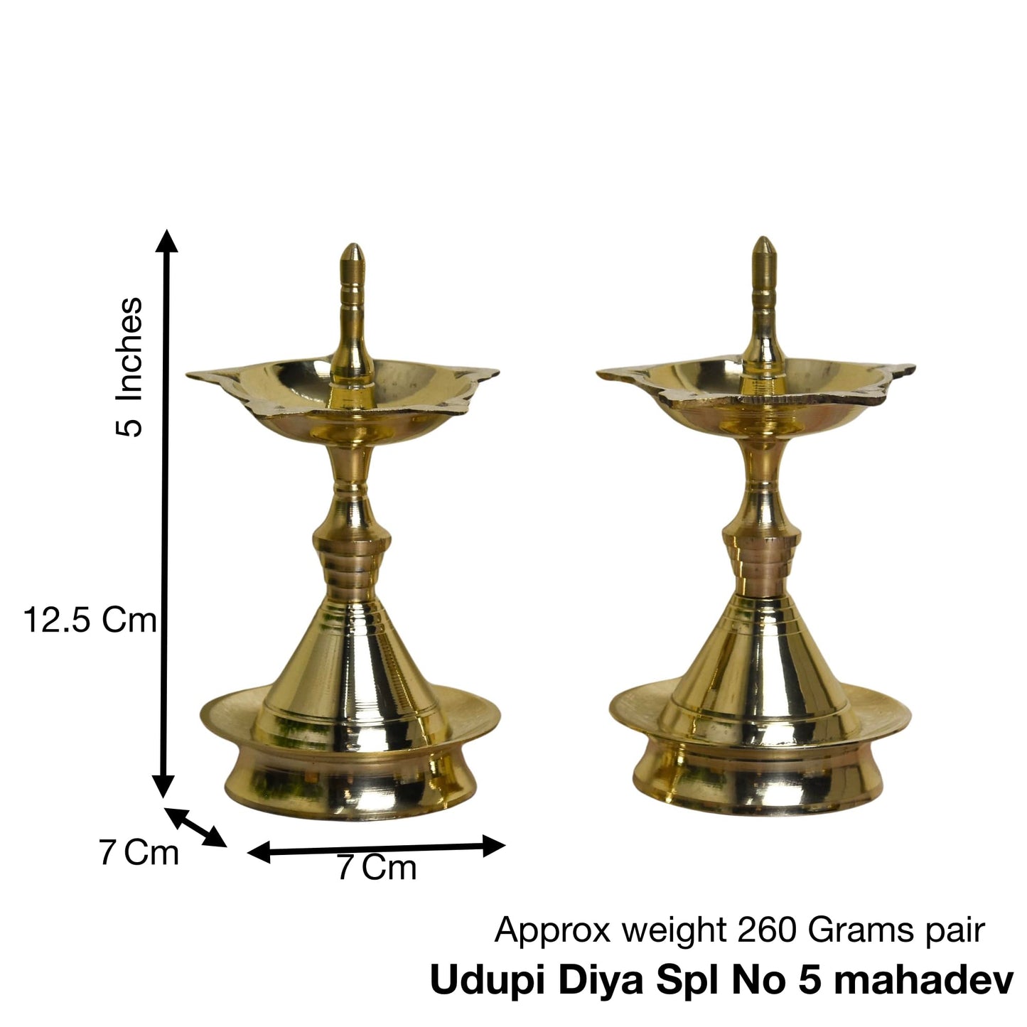 Pure Brass Udupi Special Diya | 5-Inch | Antique Brass Finish