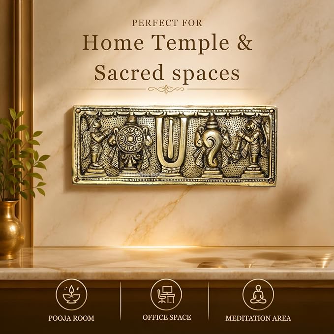 shanku Chakra Hanging with Garuda and Hanuman Wallplate 8 X 3 inches, 600gm Weight