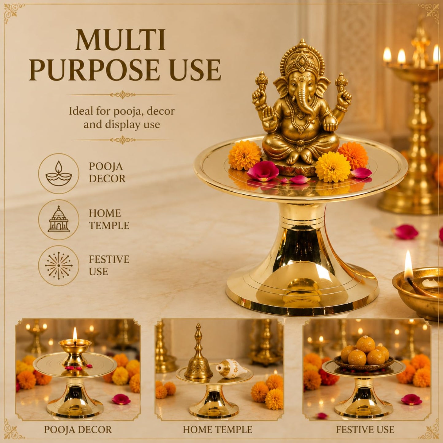 Brass Mukkali Stool, 2.5 inches, 250 gm