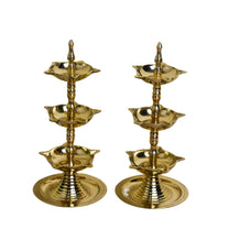 Pure Brass 3-Layer Kerala Diya, 6 Inches (Pair)