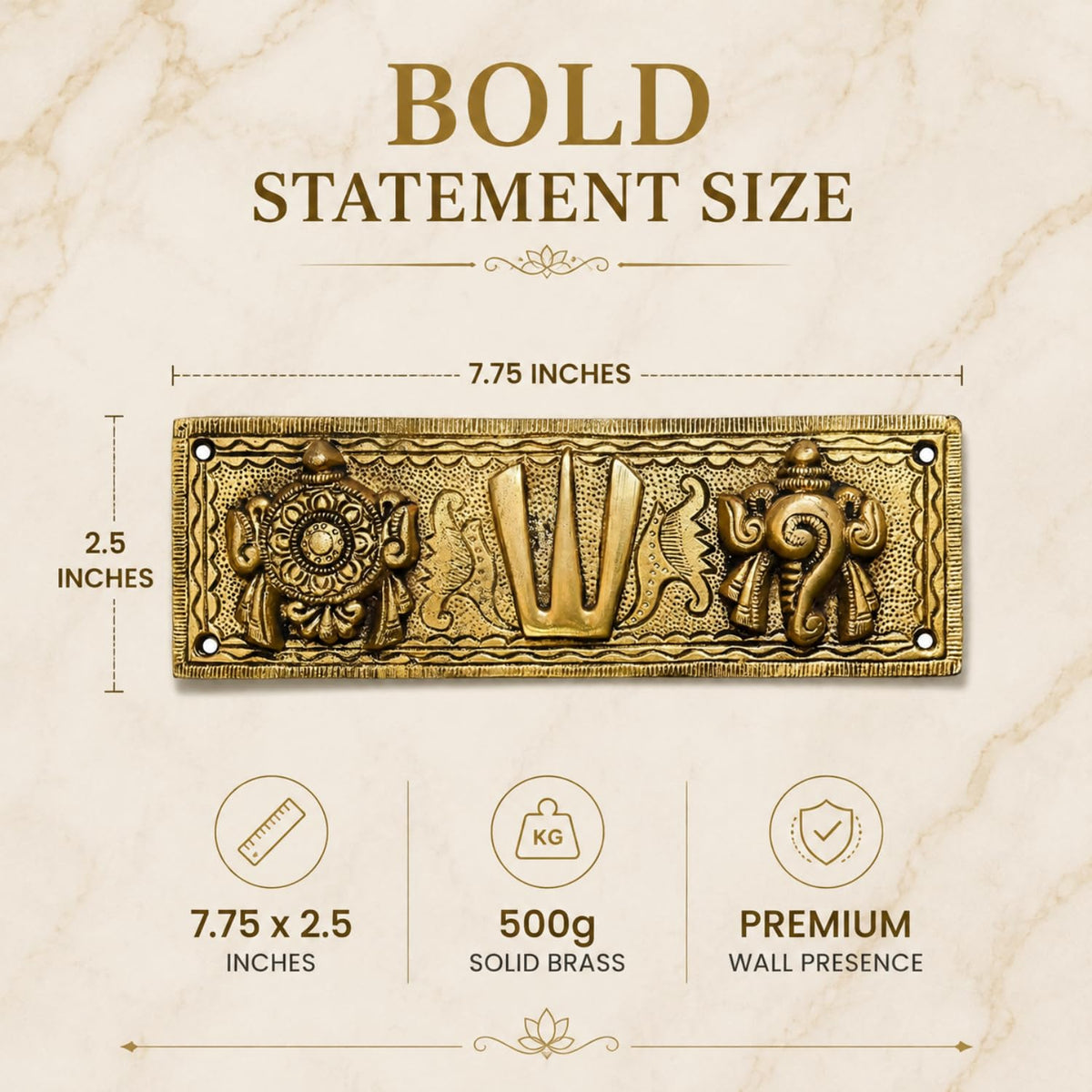 Pure Brass shanku Chakra Hanging Wallplate 7.75 X 2.5 inches, 500gm Weight