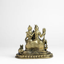 Oval Shiv Family Panchloha Idol | 2.6 Inches Height | 330 Gram Handmade Traditional Hindu Religious Statue