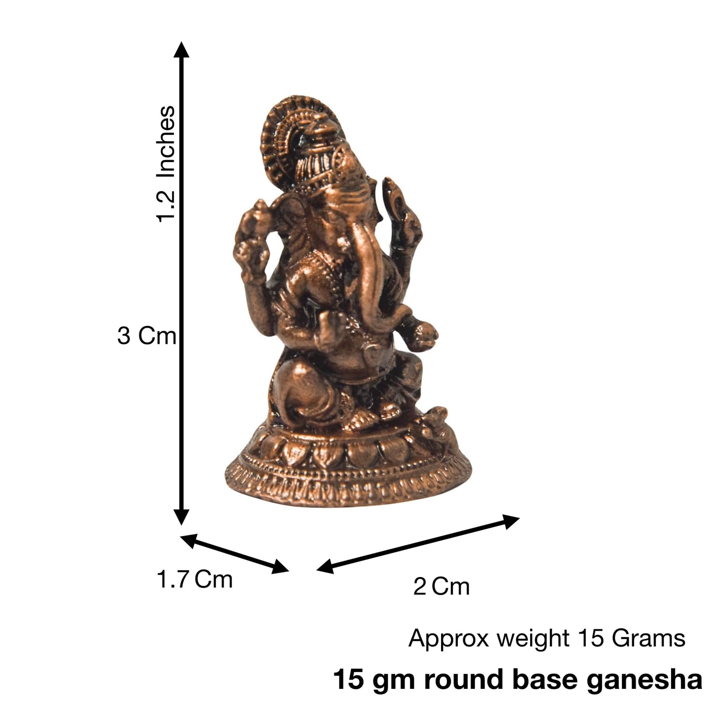 Copper Ganesha Idol | 1.2 Inch, 15 Grams | Patina Antique Finish