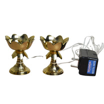 Pure Brass LED Bulb Light Kamal Design Electric Diya (3.25 Inches, 280g)