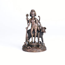 Dattatreya Idol | 160 gm ,8 inches Round Base Murti | Antique Finish Metal God Statue for Home Temple |