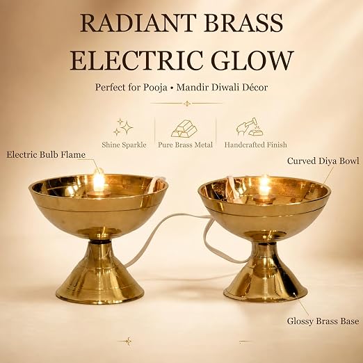 Electric Bulb Lights Diya | Deep | Deepak for Pooja | Puja | Mandir | Diwali Festival Decoration | Pair |
